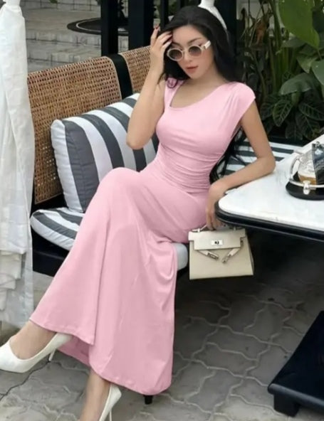 Chic & Ruched: Pink One-Shoulder Maxi Dress